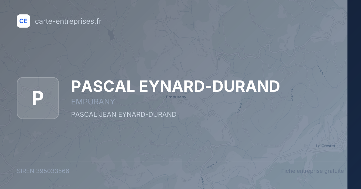 PASCAL EYNARD-DURAND — 395033566 — fiche entreprise