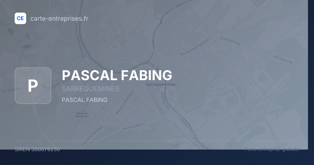 PASCAL FABING — 388679250 — fiche entreprise