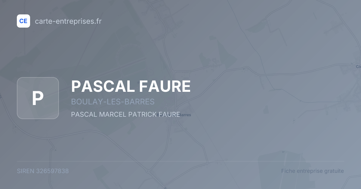 PASCAL FAURE — 326597838 — fiche entreprise