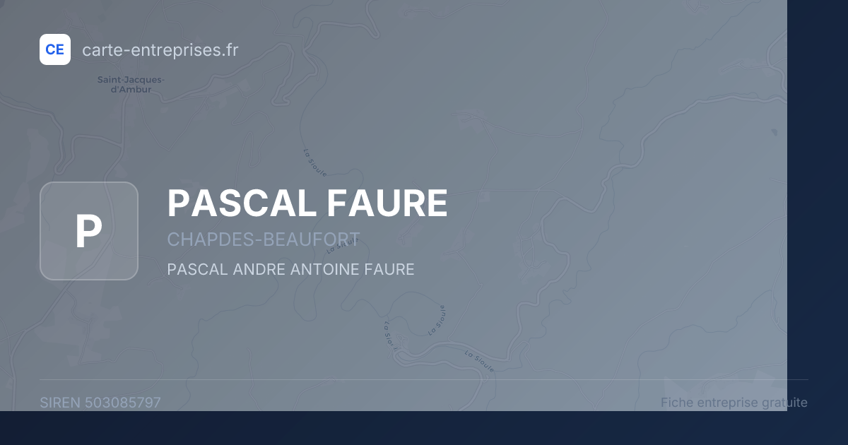 PASCAL FAURE — 503085797 — fiche entreprise