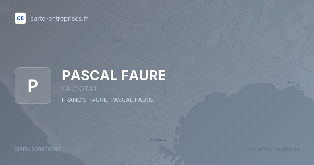 PASCAL FAURE — 800959595 — fiche entreprise