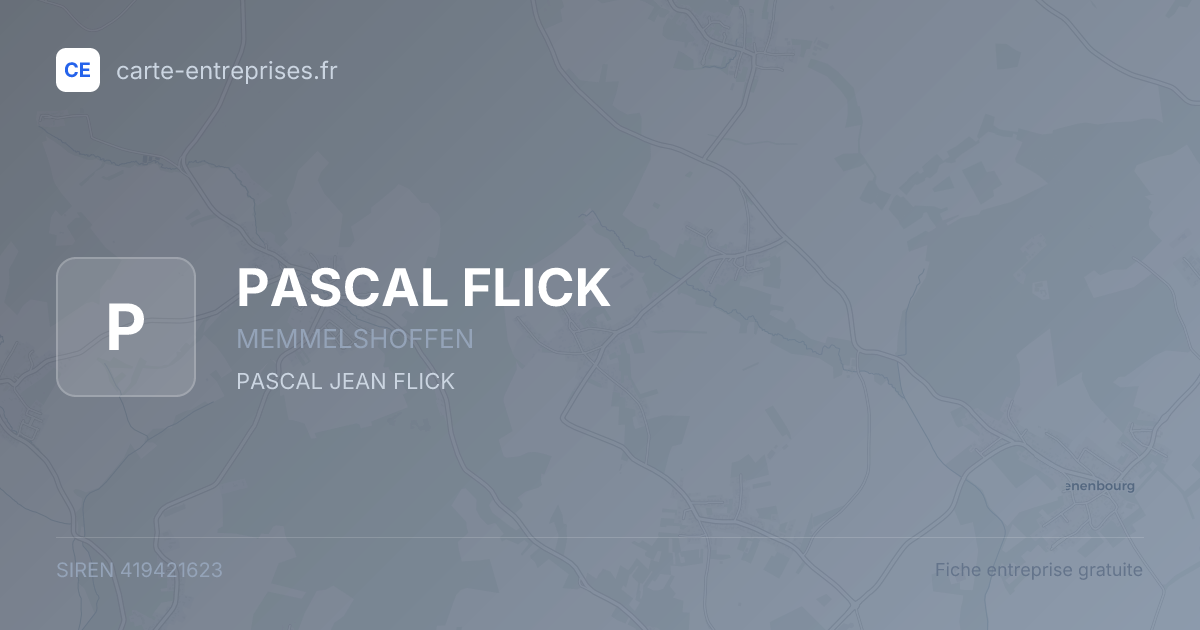 PASCAL FLICK — 419421623 — fiche entreprise