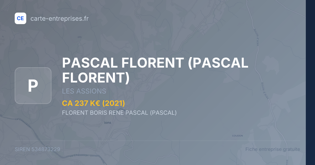 PASCAL FLORENT — 534873229 — fiche entreprise