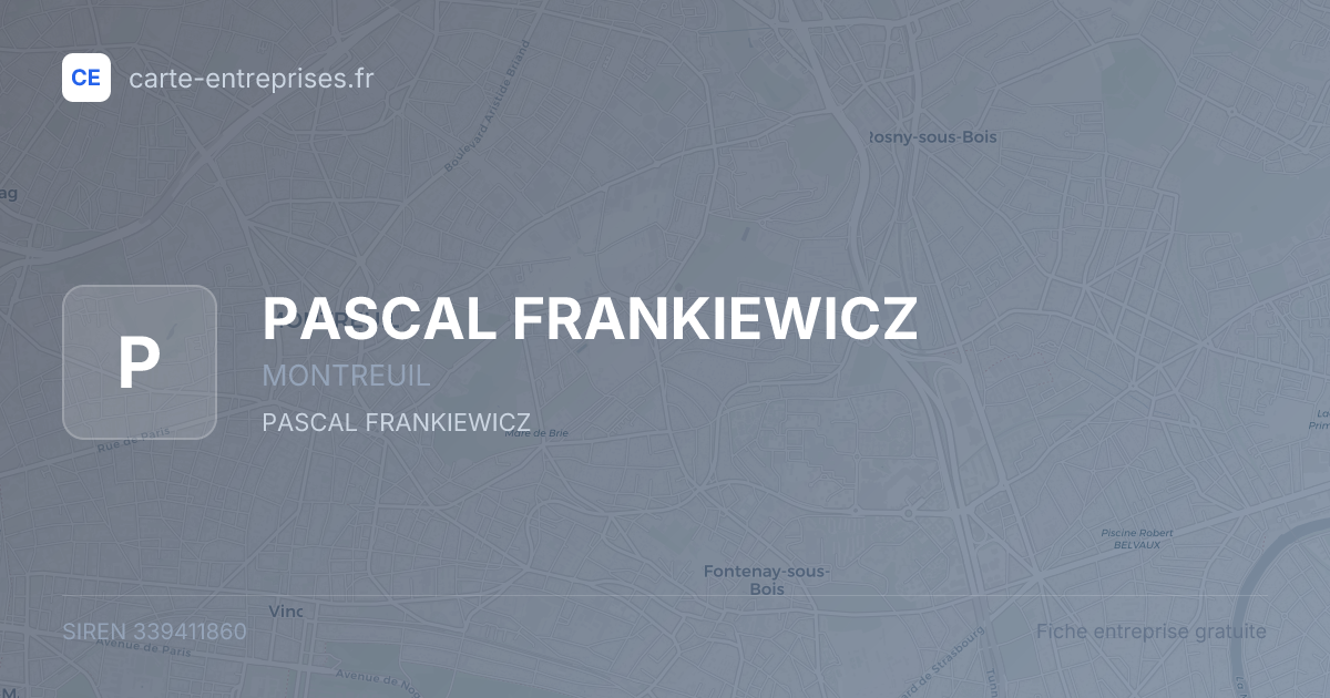 PASCAL FRANKIEWICZ — 339411860 — fiche entreprise