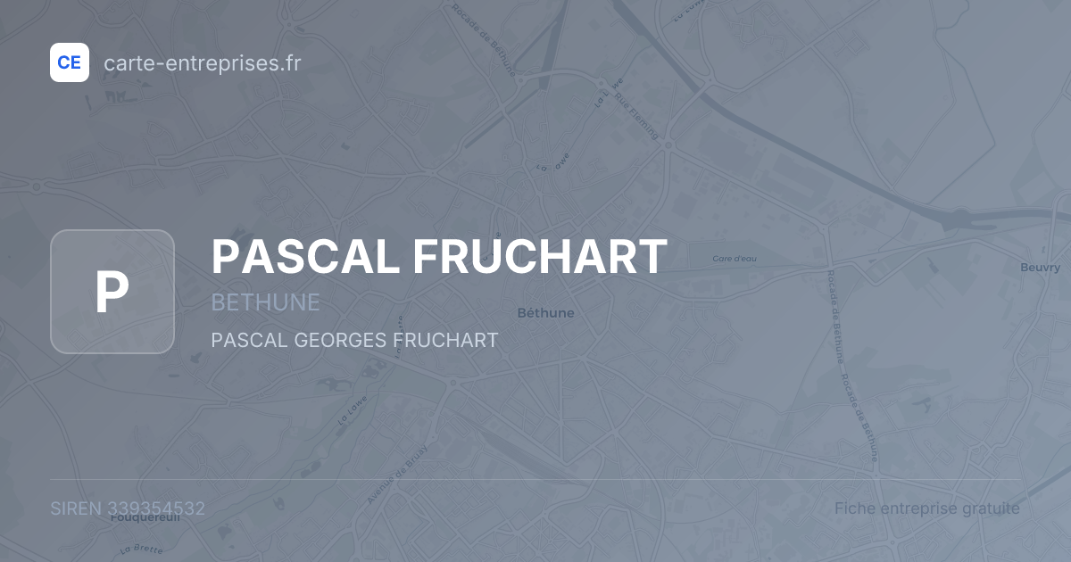 PASCAL FRUCHART — 339354532 — fiche entreprise