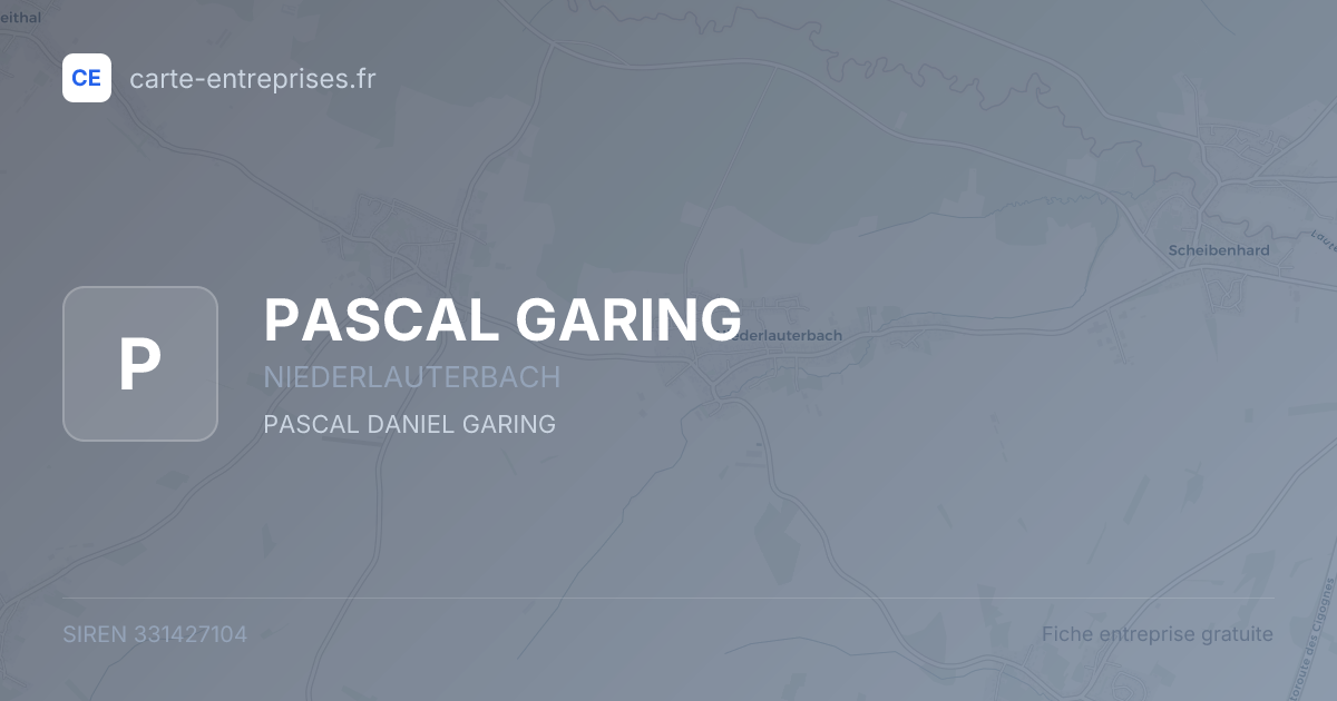 PASCAL GARING — 331427104 — fiche entreprise