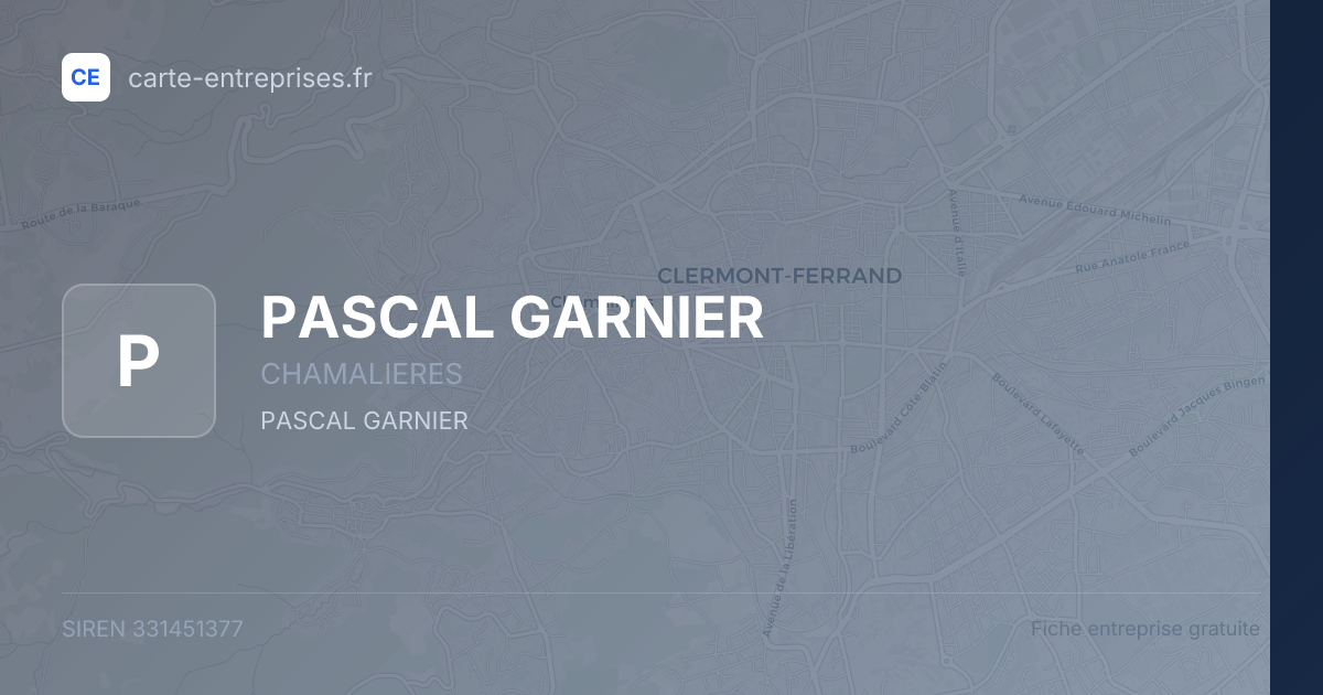 PASCAL GARNIER — 331451377 — fiche entreprise