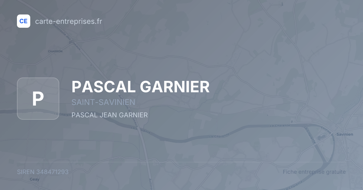 PASCAL GARNIER — 348471293 — fiche entreprise