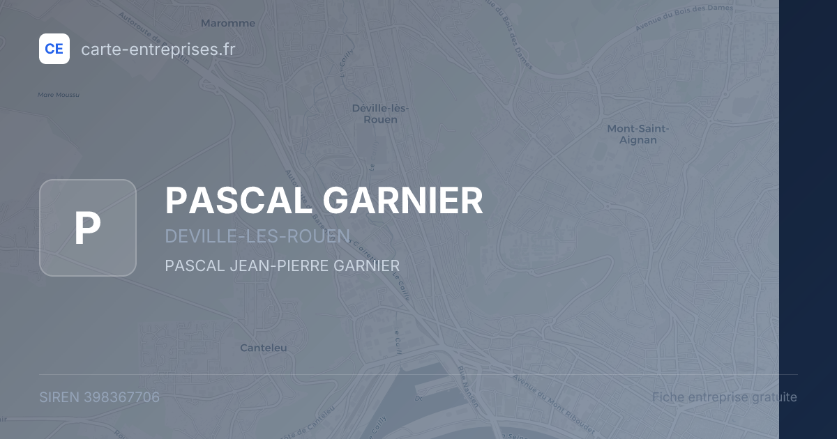 PASCAL GARNIER — 398367706 — fiche entreprise