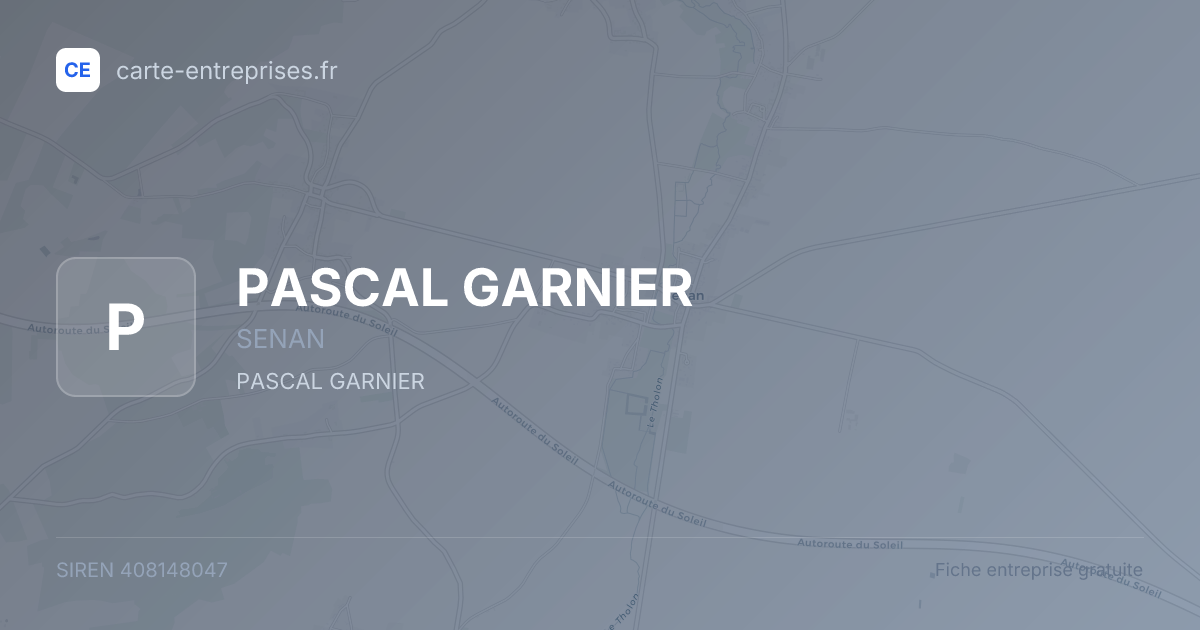 PASCAL GARNIER — 408148047 — fiche entreprise