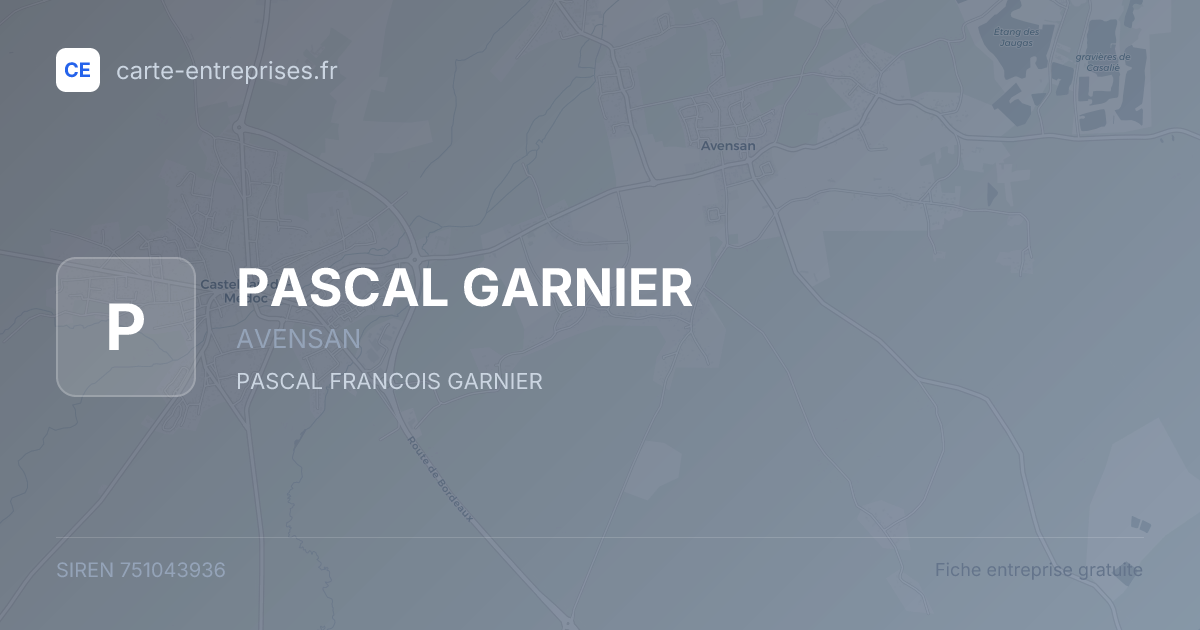 PASCAL GARNIER — 751043936 — fiche entreprise