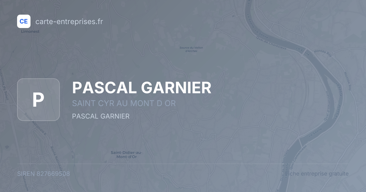 PASCAL GARNIER — 827669508 — fiche entreprise
