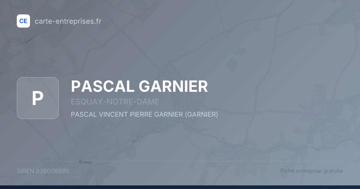PASCAL GARNIER — 835006685 — fiche entreprise