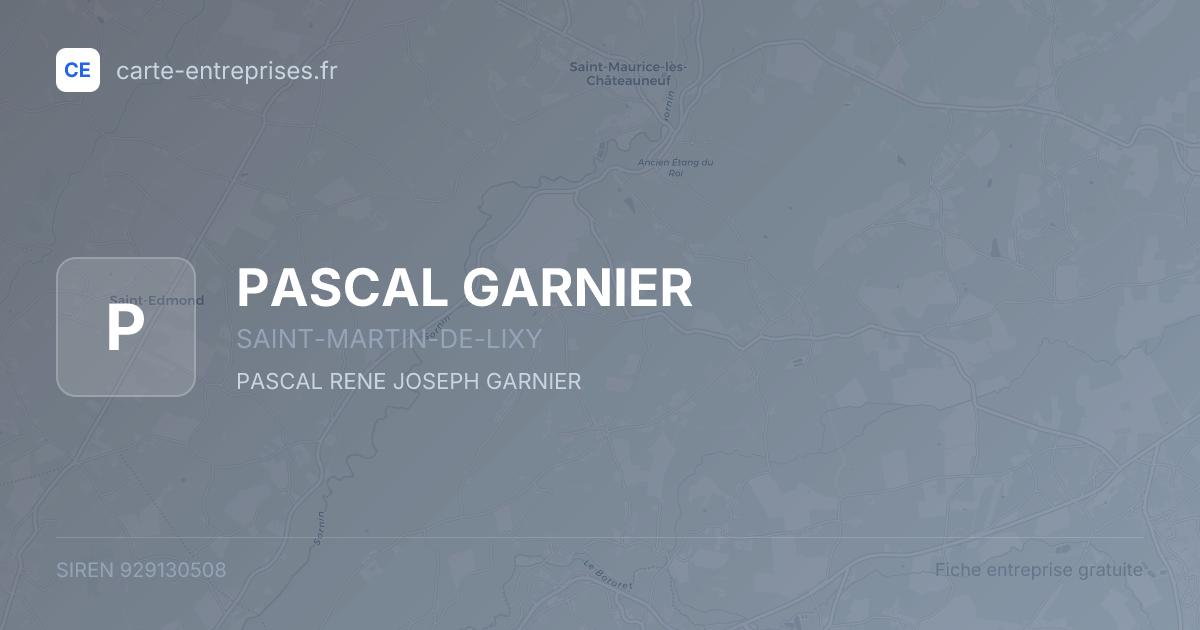 PASCAL GARNIER — 929130508 — fiche entreprise