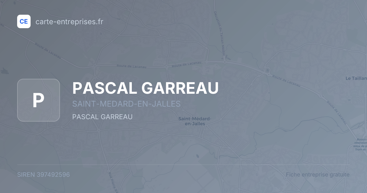 PASCAL GARREAU — 397492596 — fiche entreprise