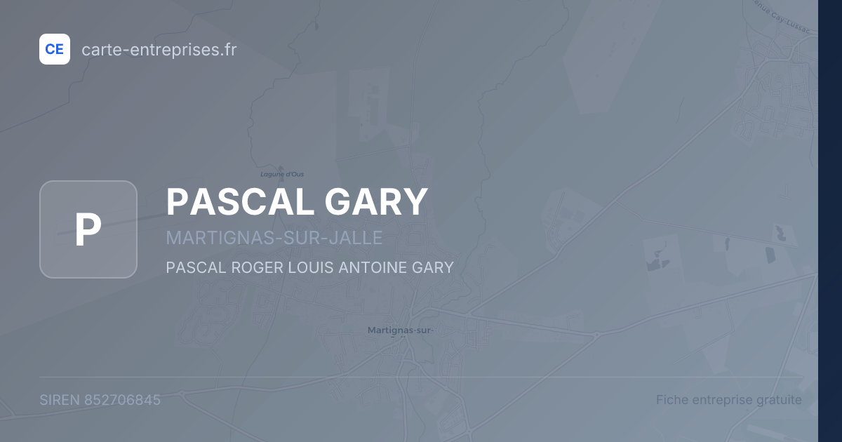 PASCAL GARY — 852706845 — fiche entreprise
