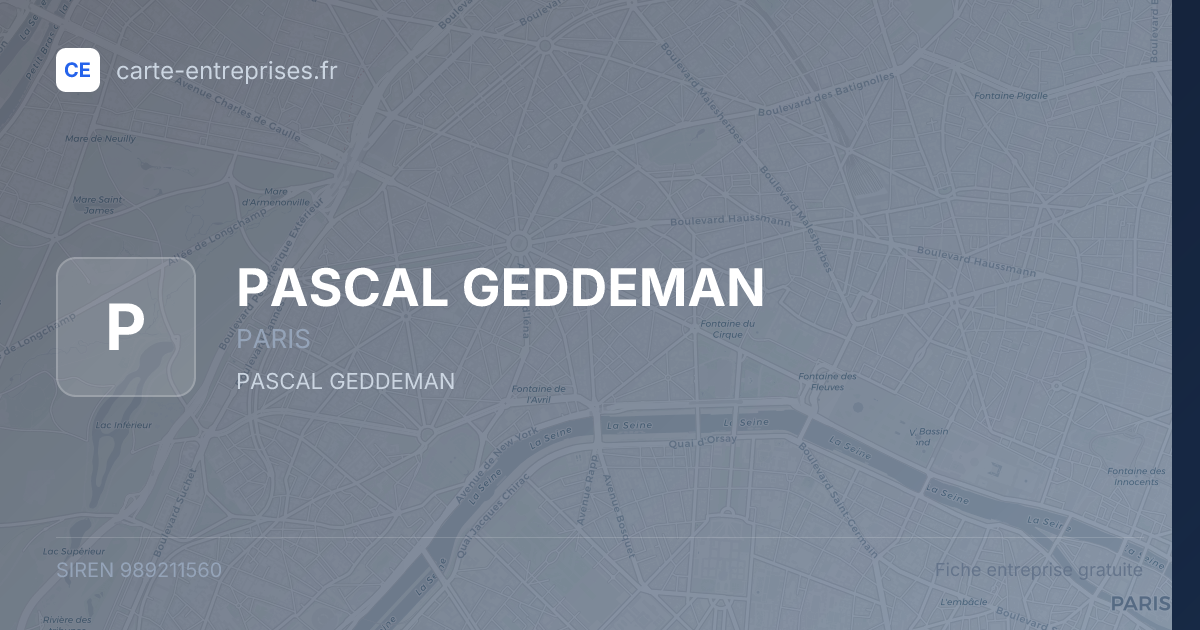 PASCAL GEDDEMAN — 989211560 — fiche entreprise