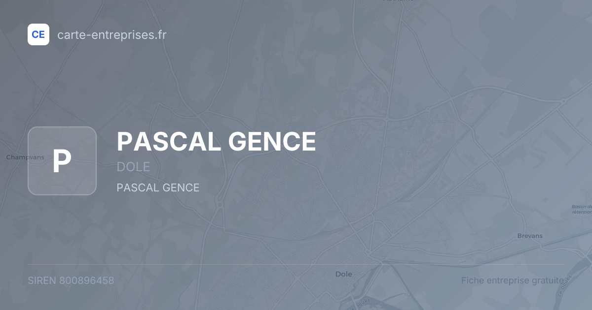PASCAL GENCE — 800896458 — fiche entreprise