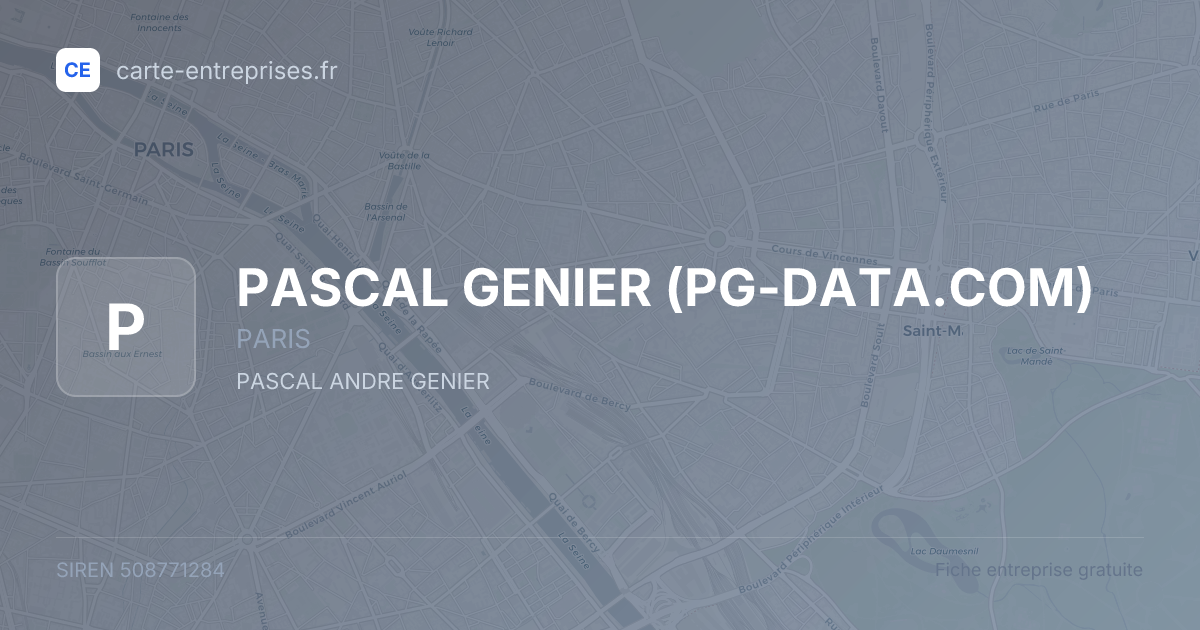 PASCAL GENIER (PG-DATA.COM) — 508771284 — fiche entreprise