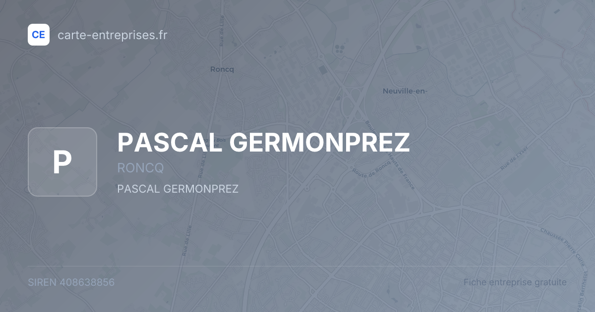 PASCAL GERMONPREZ — 408638856 — fiche entreprise