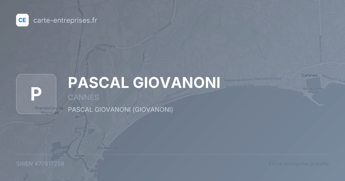 PASCAL GIOVANONI — 477817258 — fiche entreprise