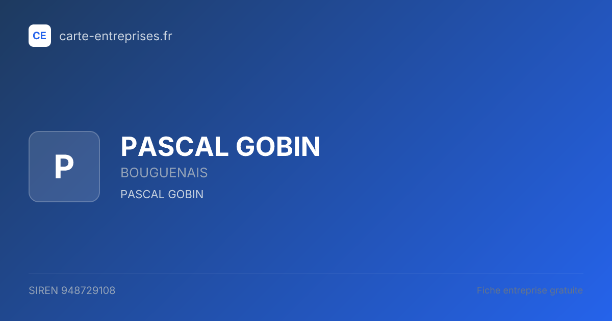 PASCAL GOBIN — 948729108 — fiche entreprise