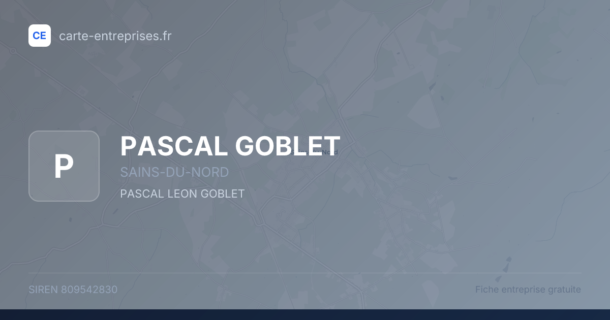 PASCAL GOBLET — 809542830 — fiche entreprise