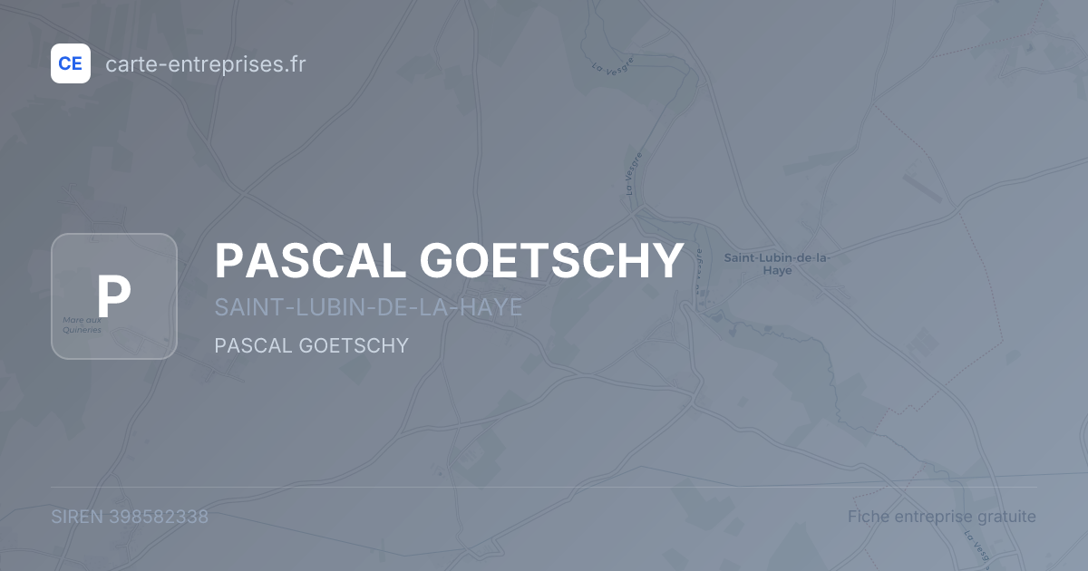 PASCAL GOETSCHY — 398582338 — fiche entreprise