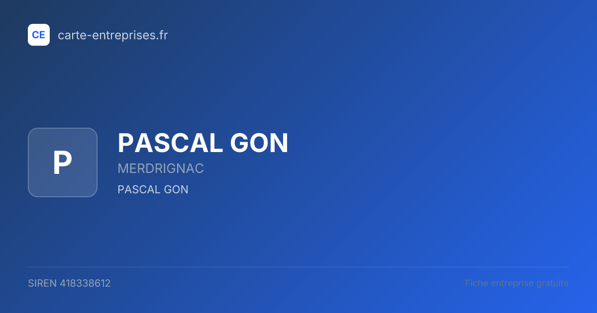 PASCAL GON — 418338612 — fiche entreprise