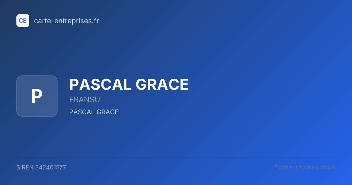 PASCAL GRACE — 342401577 — fiche entreprise