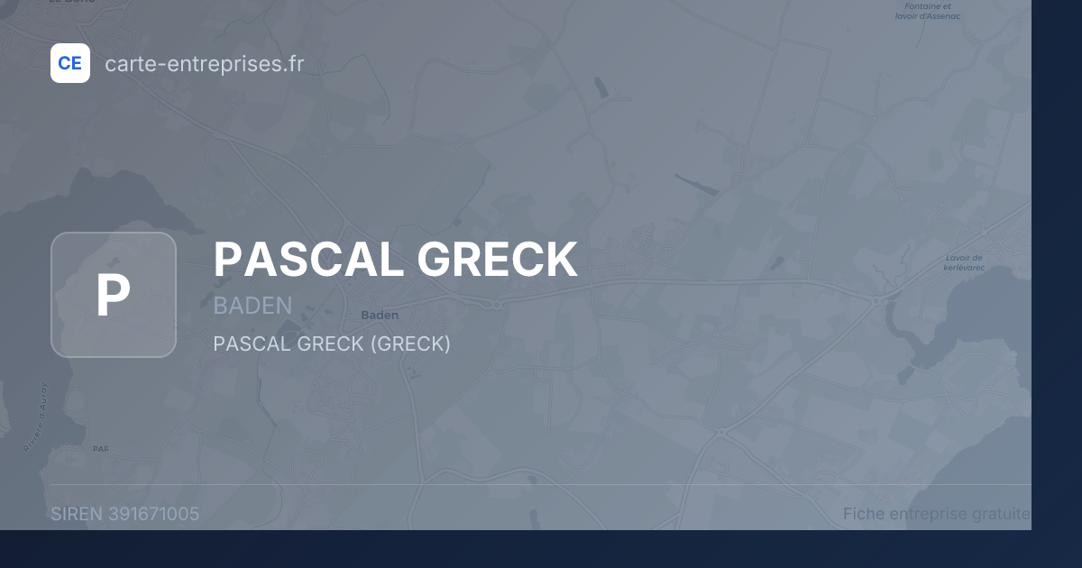 PASCAL GRECK — 391671005 — fiche entreprise