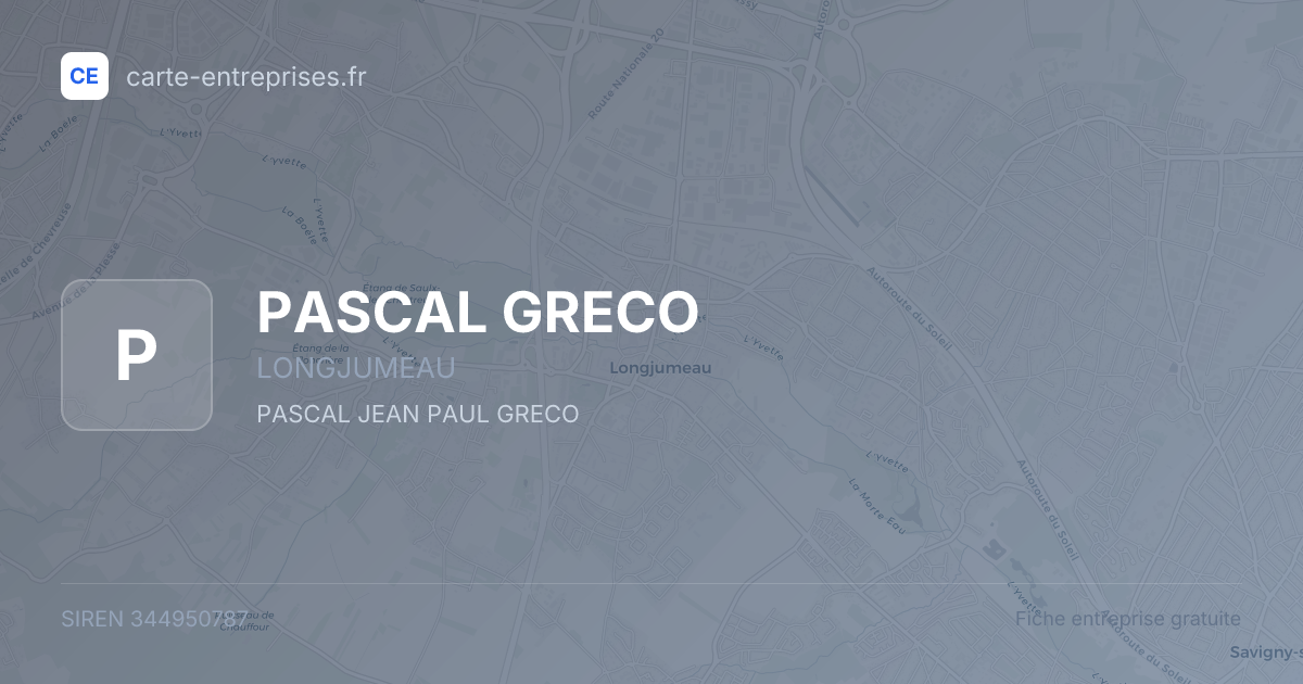 PASCAL GRECO — 344950787 — fiche entreprise