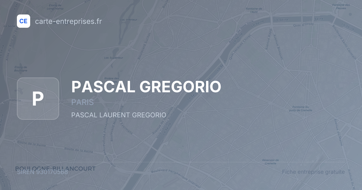 PASCAL GREGORIO — 930170568 — fiche entreprise