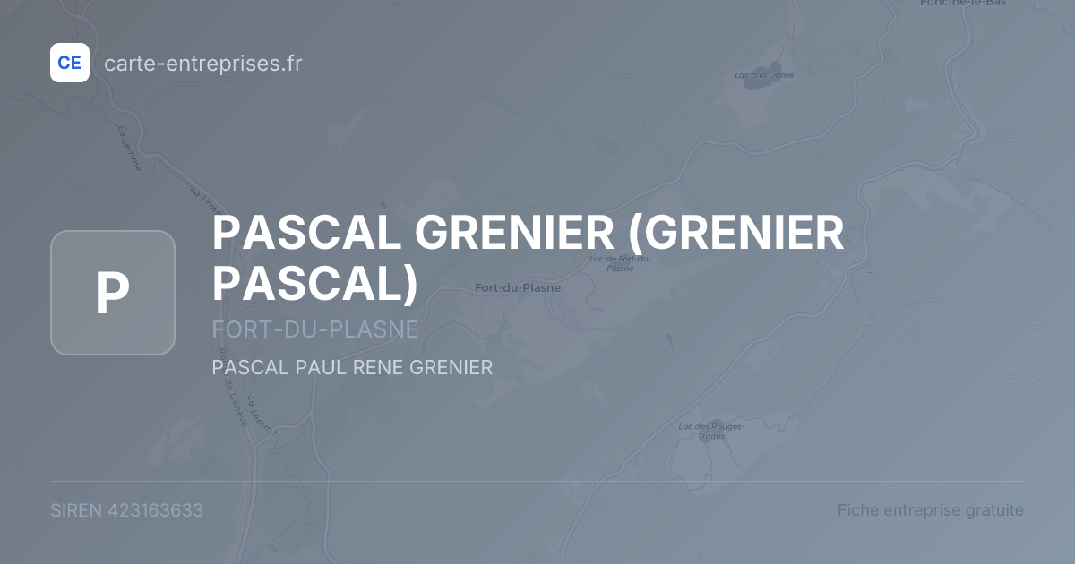PASCAL GRENIER (GRENIER PASCAL) — 423163633 — fiche entreprise