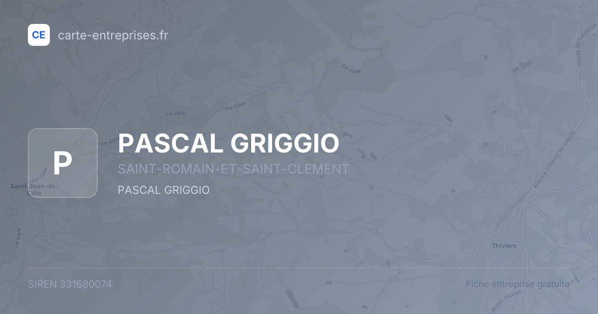 PASCAL GRIGGIO — 331680074 — fiche entreprise