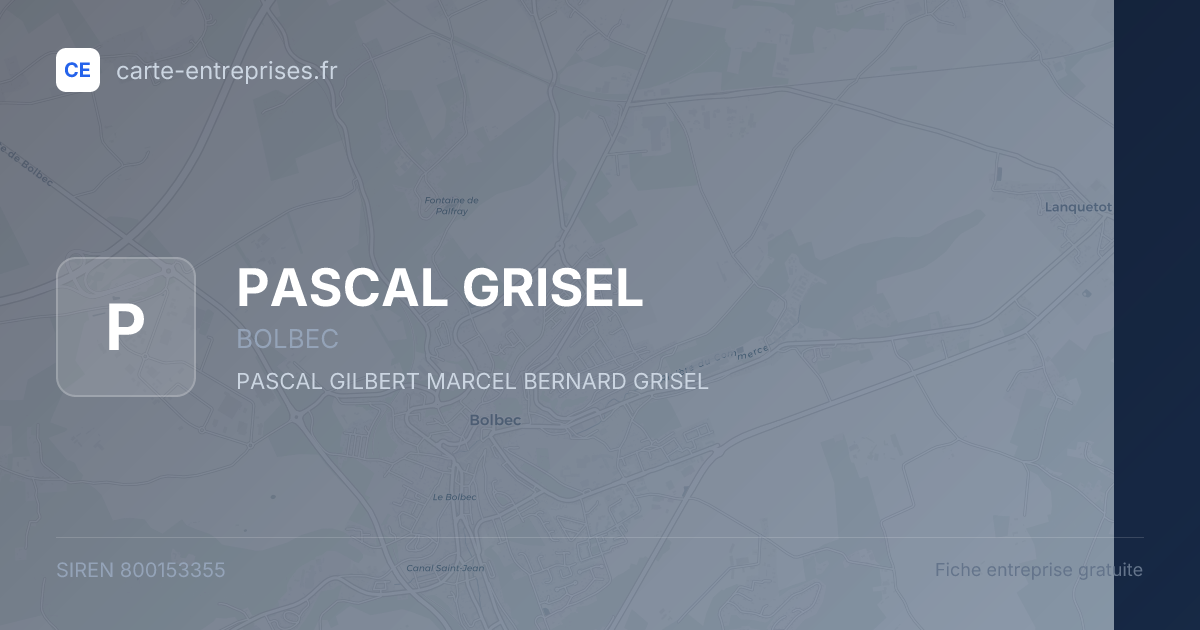 PASCAL GRISEL — 800153355 — fiche entreprise