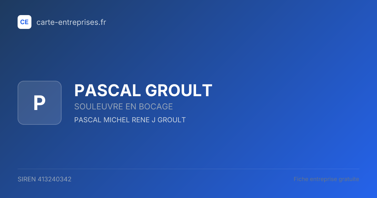 PASCAL GROULT — 413240342 — fiche entreprise