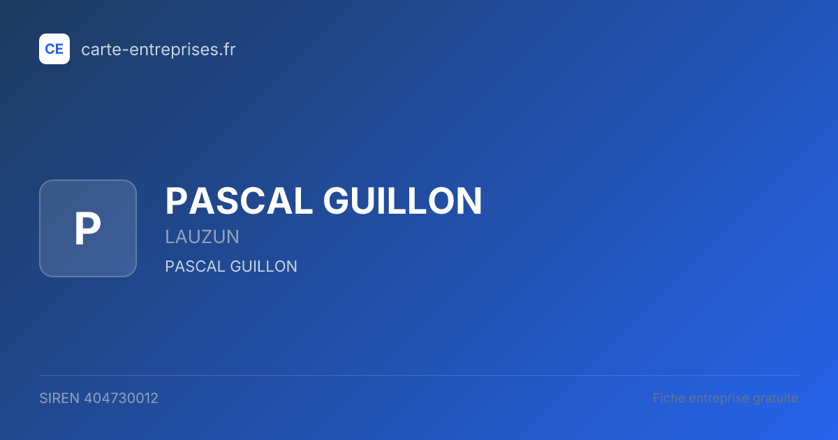 PASCAL GUILLON — 404730012 — fiche entreprise