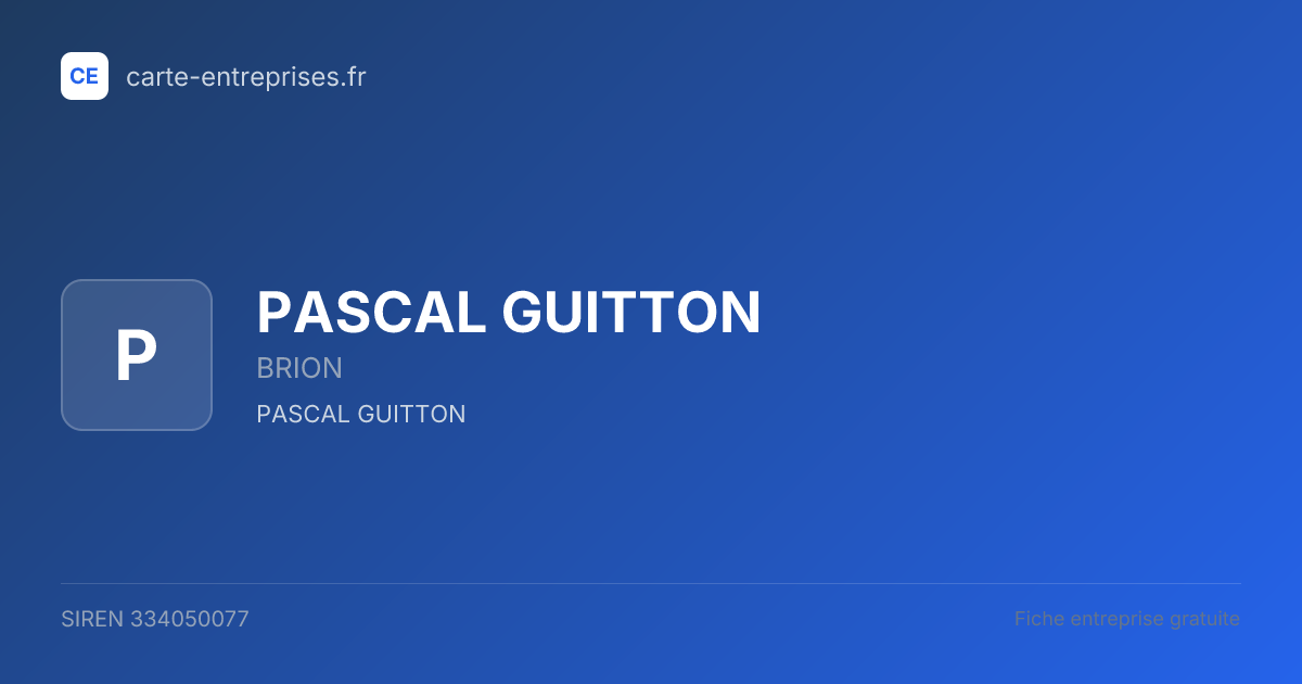 PASCAL GUITTON — 334050077 — fiche entreprise