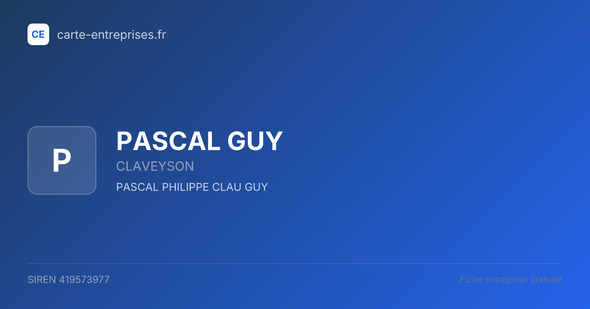 PASCAL GUY — 419573977 — fiche entreprise