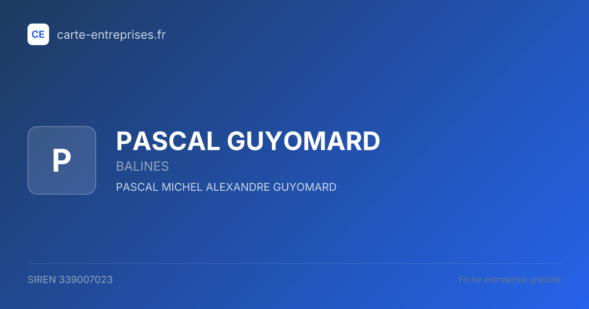 PASCAL GUYOMARD — 339007023 — fiche entreprise