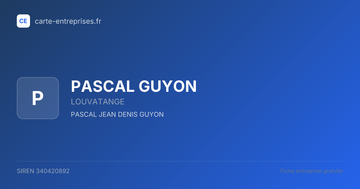PASCAL GUYON — 340420892 — fiche entreprise