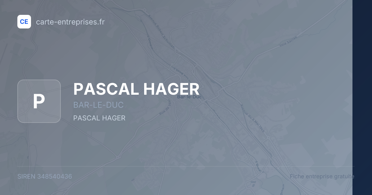PASCAL HAGER — 348540436 — fiche entreprise