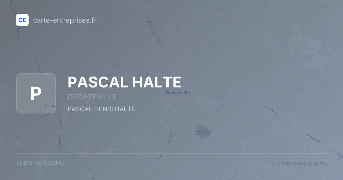 PASCAL HALTE — 401552443 — fiche entreprise