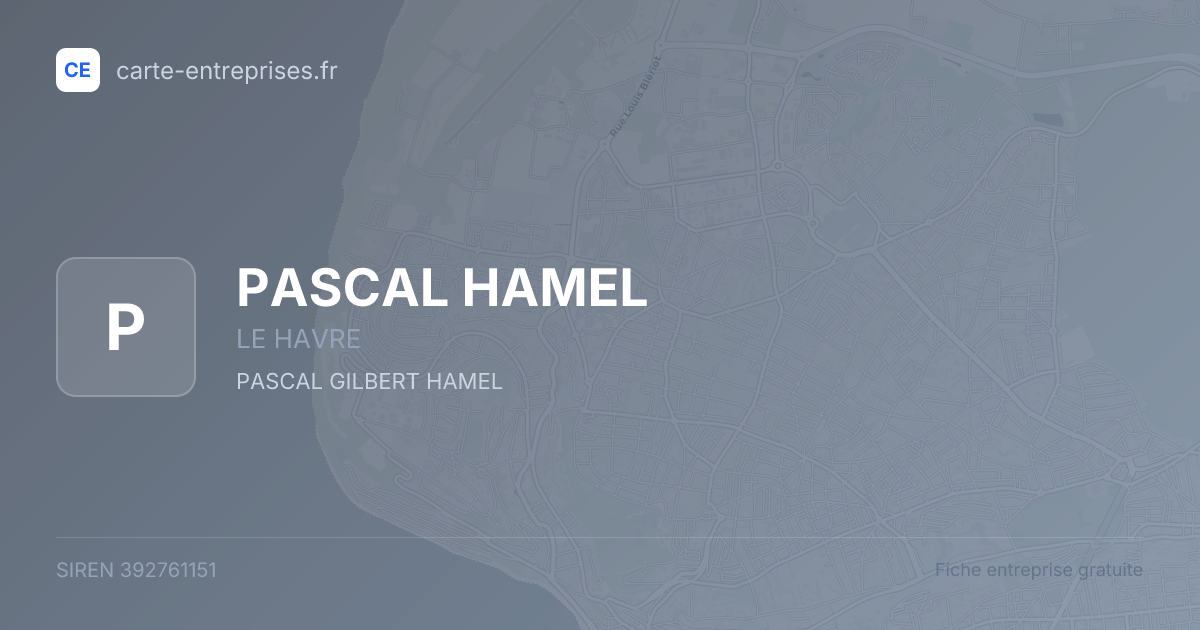 PASCAL HAMEL — 392761151 — fiche entreprise