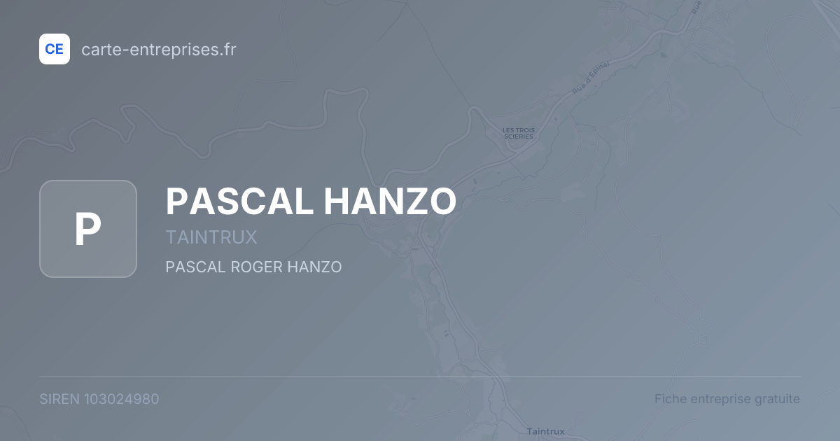 PASCAL HANZO — 103024980 — fiche entreprise