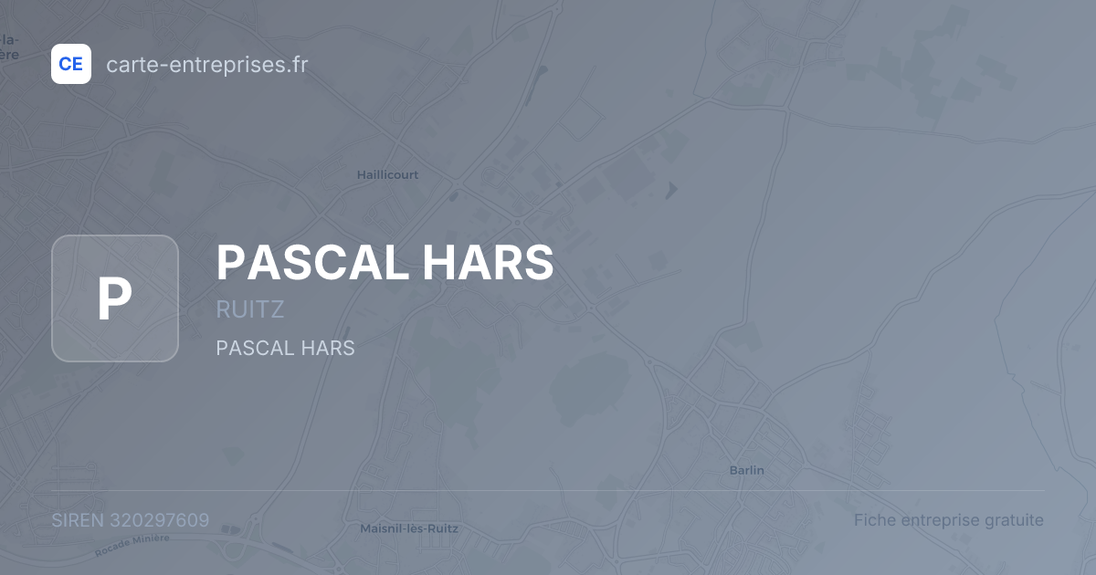 PASCAL HARS — 320297609 — fiche entreprise