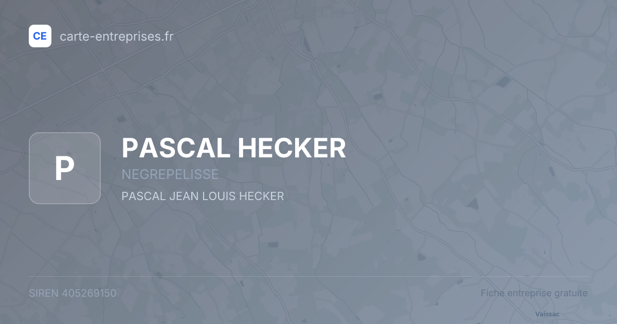 PASCAL HECKER — 405269150 — fiche entreprise