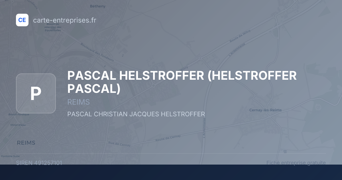 PASCAL HELSTROFFER (HELSTROFFER PASCAL) — 491257101 — fiche entreprise