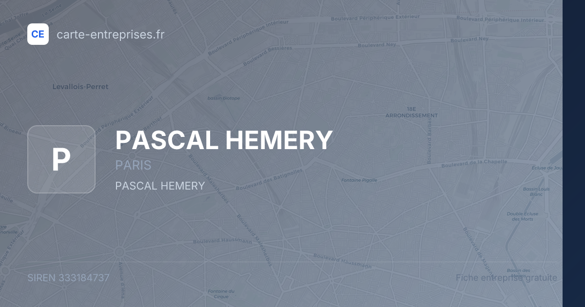 PASCAL HEMERY — 333184737 — fiche entreprise